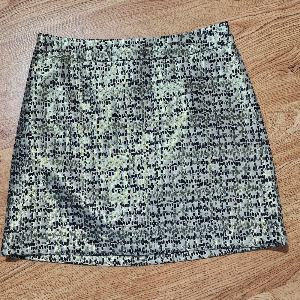 H&M Women's 6 Mini Skirt Metallic Gold Black Party Date Wedding‎